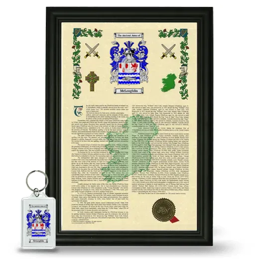McLoughlin Framed Armorial History and Keychain - Black