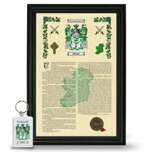 Meaney Framed Armorial History and Keychain - Black