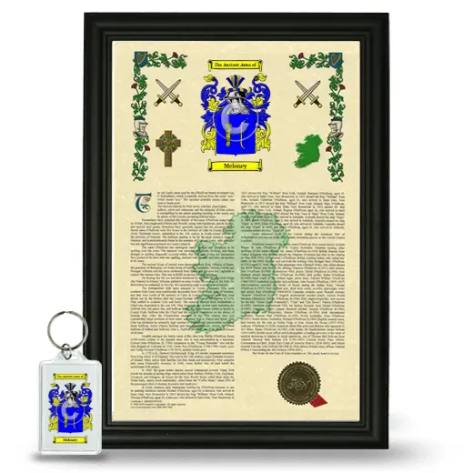 Meloney Framed Armorial History and Keychain - Black