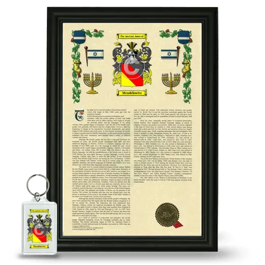 Mendelowitz Framed Armorial History and Keychain - Black