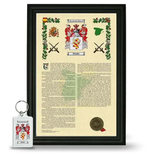 Mendes Framed Armorial History and Keychain - Black
