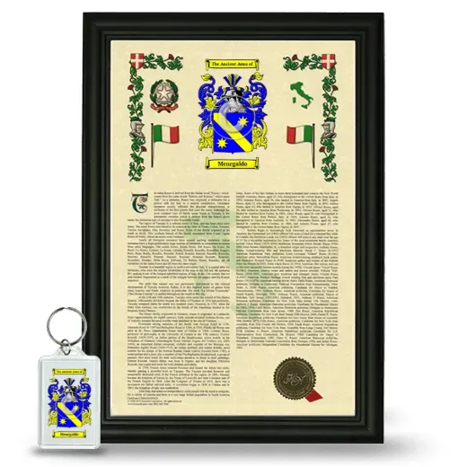 Menegaldo Framed Armorial History and Keychain - Black