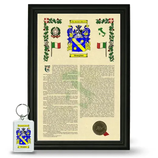 Meneghini Framed Armorial History and Keychain - Black
