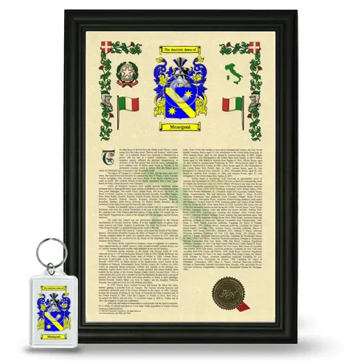 Menegoni Framed Armorial History and Keychain - Black