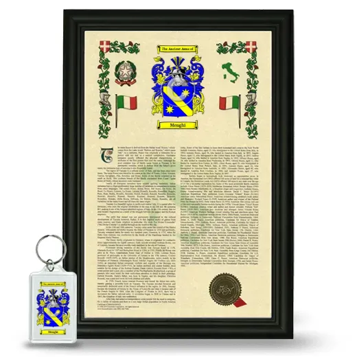 Menghi Framed Armorial History and Keychain - Black
