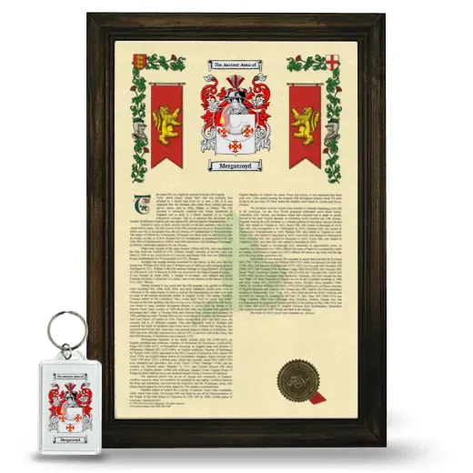 Mergatroyd Framed Armorial History and Keychain - Brown