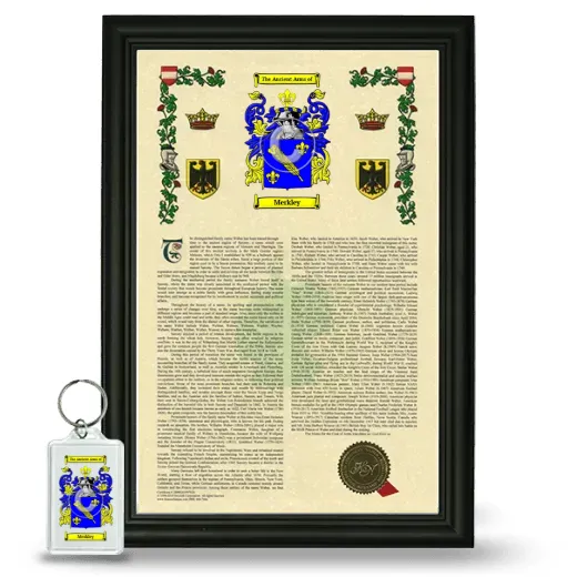 Merkley Framed Armorial History and Keychain - Black