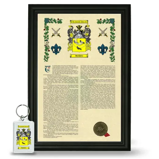 Merlotte Framed Armorial History and Keychain - Black