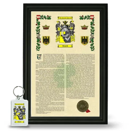 Meseck Framed Armorial History and Keychain - Black