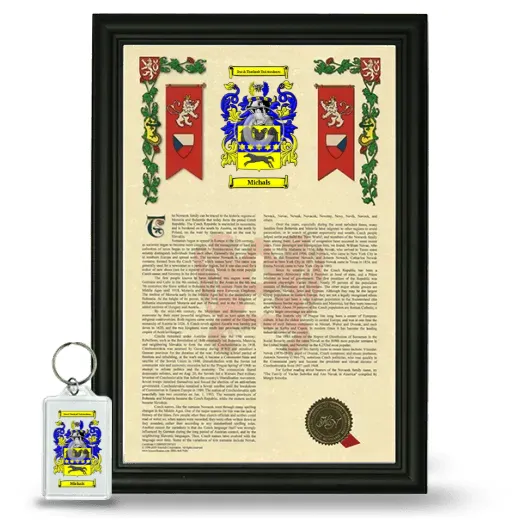 Michals Framed Armorial History and Keychain - Black