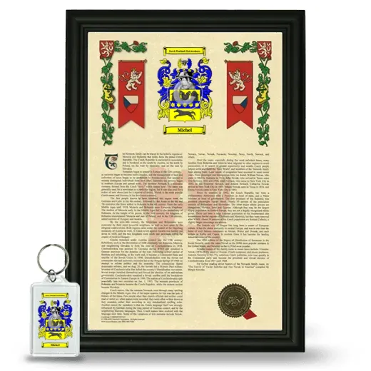 Michel Framed Armorial History and Keychain - Black