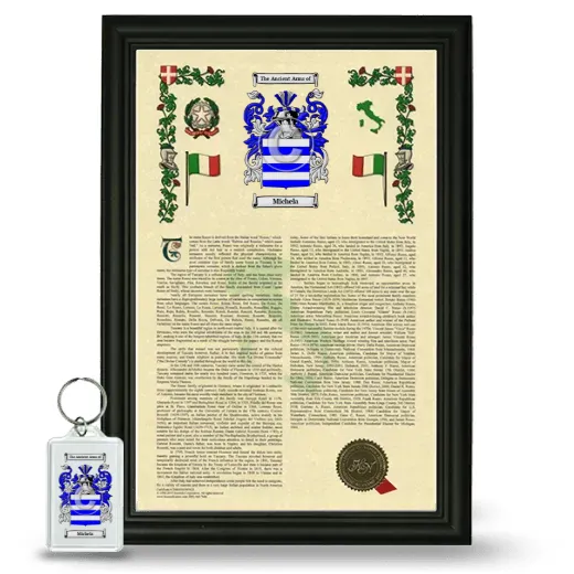 Michela Framed Armorial History and Keychain - Black