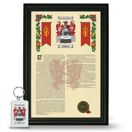 Mickelsen Framed Armorial History and Keychain - Black