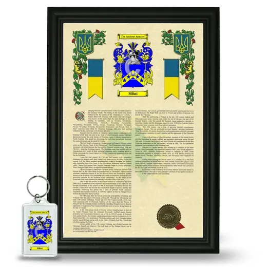 Mihai Framed Armorial History and Keychain - Black