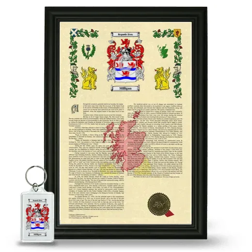 Milligan Framed Armorial History and Keychain - Black