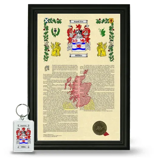 Millikin Framed Armorial History and Keychain - Black