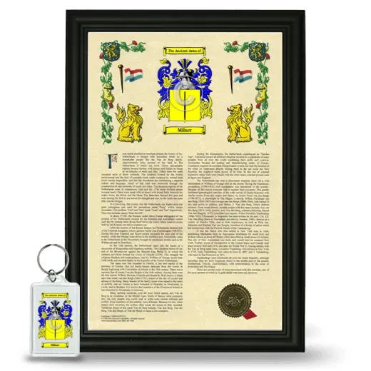 Milner Framed Armorial History and Keychain - Black