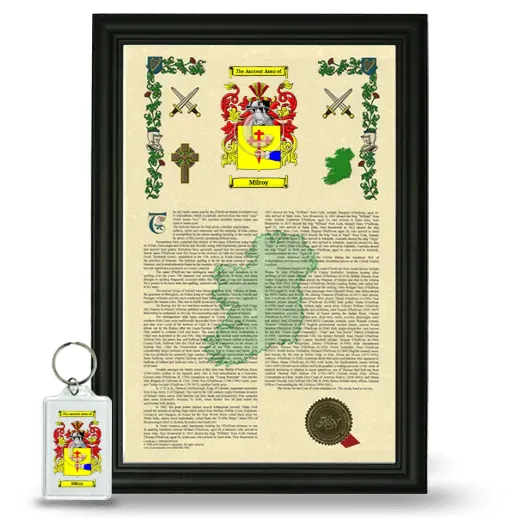 Milroy Framed Armorial History and Keychain - Black