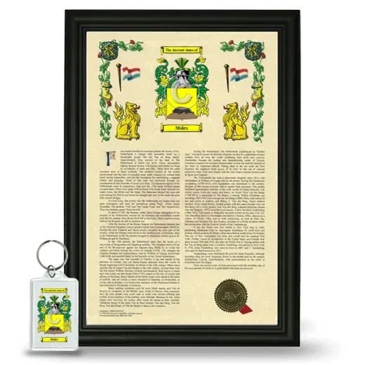 Moles Framed Armorial History and Keychain - Black