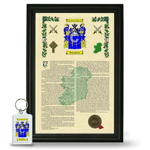 Moloughney Framed Armorial History and Keychain - Black