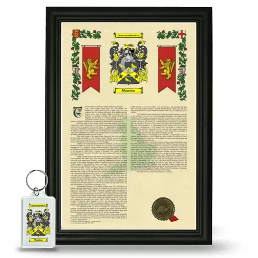 Moncton Framed Armorial History and Keychain - Black