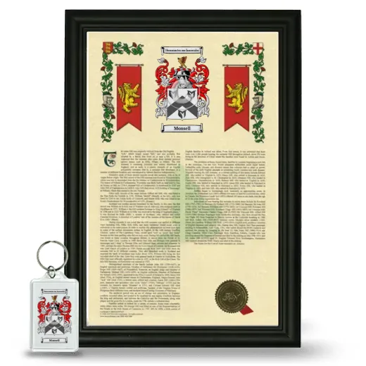 Monsell Framed Armorial History and Keychain - Black