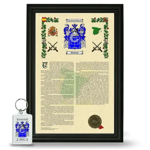 Montana Framed Armorial History and Keychain - Black