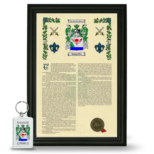 Montgolfier Framed Armorial History and Keychain - Black