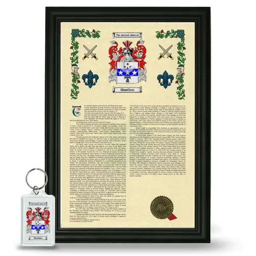 Montlaur Framed Armorial History and Keychain - Black