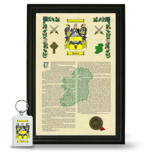 Morisey Framed Armorial History and Keychain - Black