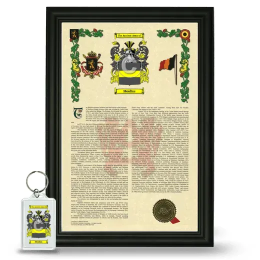Moulins Framed Armorial History and Keychain - Black
