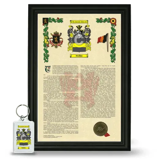 Mullins Framed Armorial History and Keychain - Black