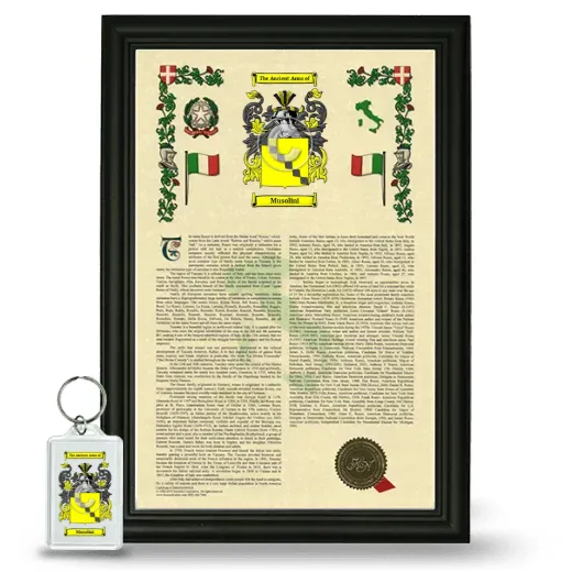 Musolini Framed Armorial History and Keychain - Black