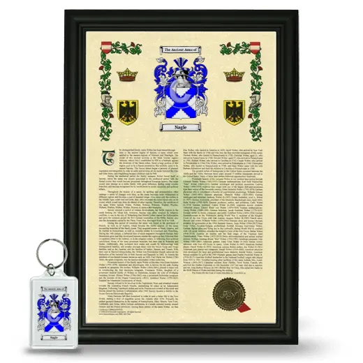 Nagle Framed Armorial History and Keychain - Black