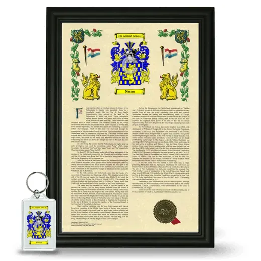 Nasau Framed Armorial History and Keychain - Black