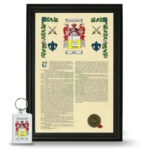 Neau Framed Armorial History and Keychain - Black