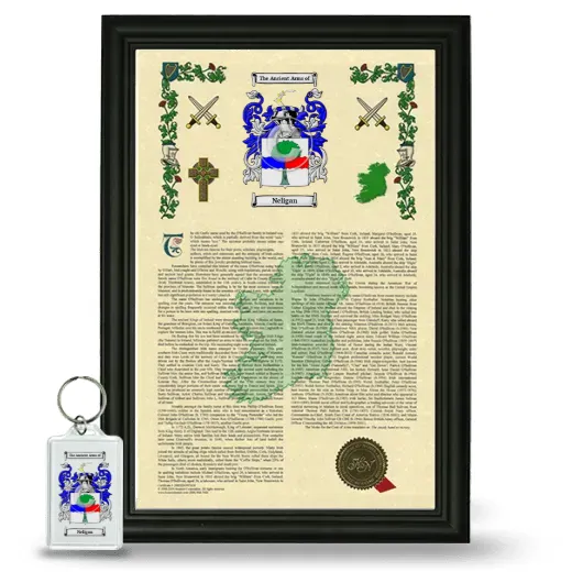 Neligan Framed Armorial History and Keychain - Black