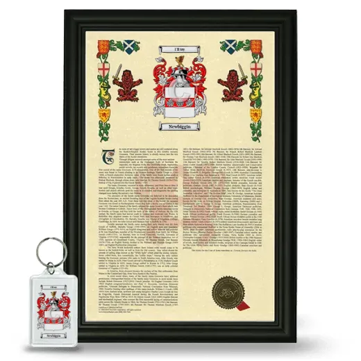 Newbiggin Framed Armorial History and Keychain - Black
