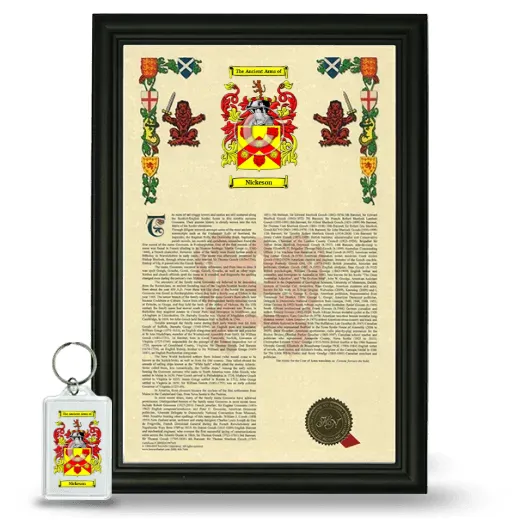 Nickeson Framed Armorial History and Keychain - Black