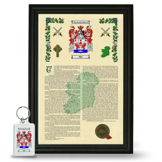 Niel Framed Armorial History and Keychain - Black