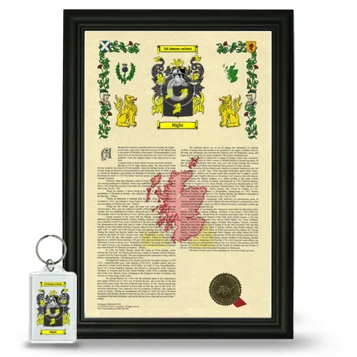 Night Framed Armorial History and Keychain - Black
