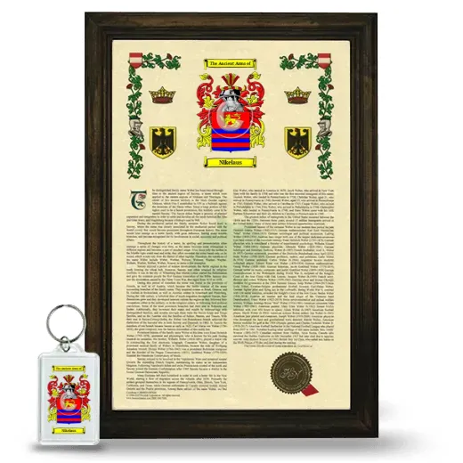 Nikelaus Framed Armorial History and Keychain - Brown