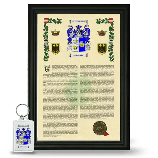 Oberlander Framed Armorial History and Keychain - Black
