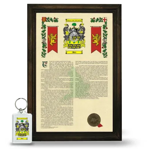 Okes Framed Armorial History and Keychain - Brown