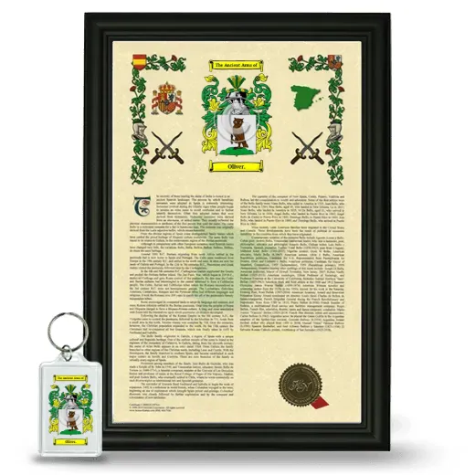 Oliver. Framed Armorial History and Keychain - Black