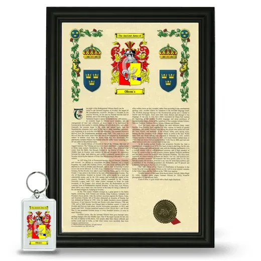 Olson's Framed Armorial History and Keychain - Black