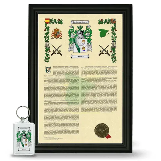 Ossuna Framed Armorial History and Keychain - Black