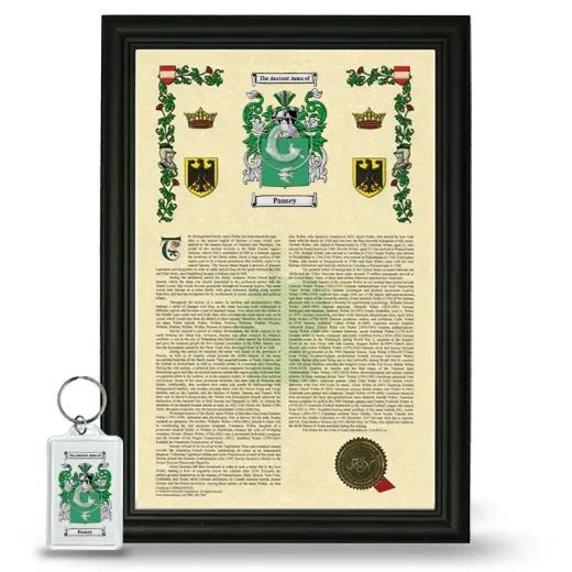 Pansey Framed Armorial History and Keychain - Black
