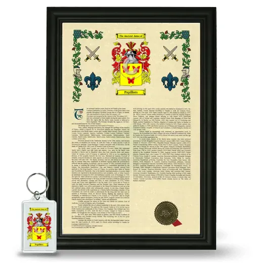 Papillots Framed Armorial History and Keychain - Black
