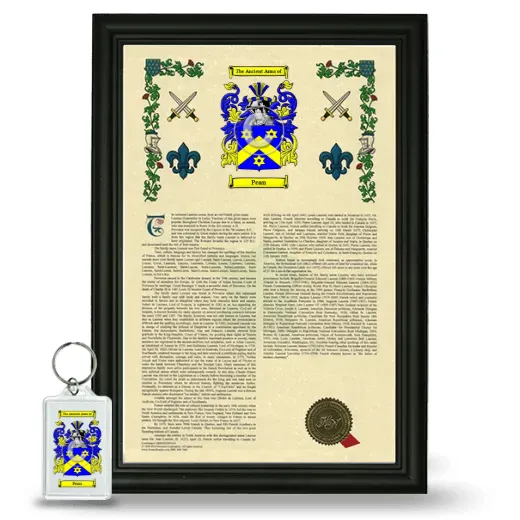 Pean Framed Armorial History and Keychain - Black